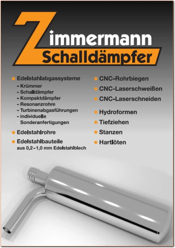 Werbetafel Zimmermann Schalldämpfer Zimmermann Schalldämpfer